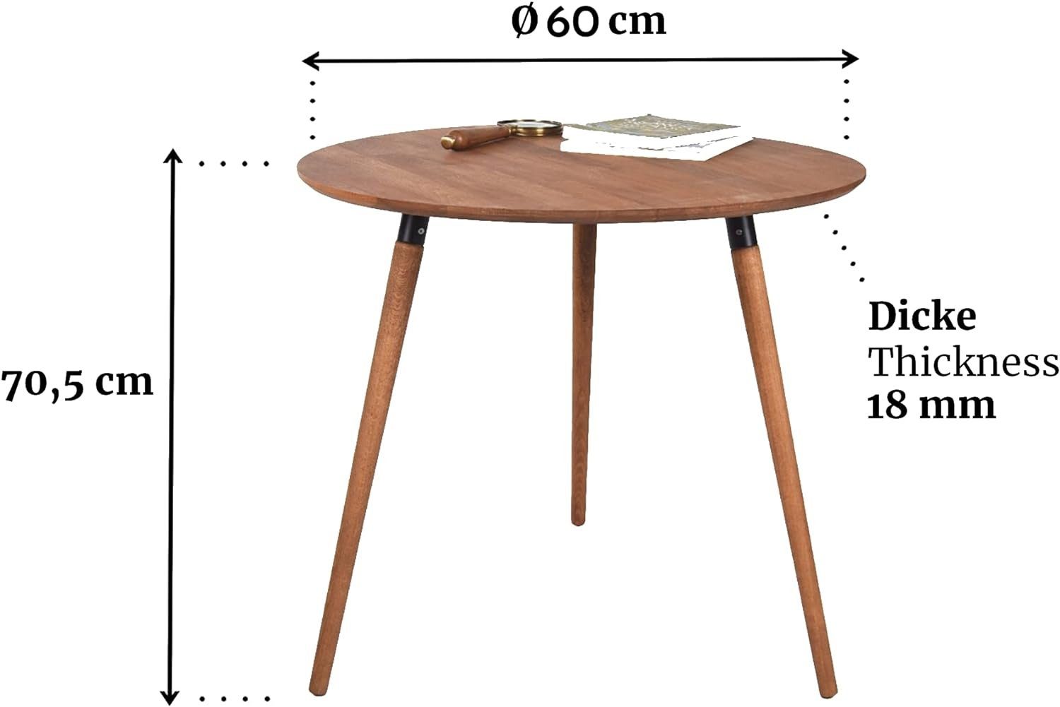 Gozos Küchentisch Oviedo Esstisch Rund, Küchentisch Holz Massiv (60 cm), Buchenholz