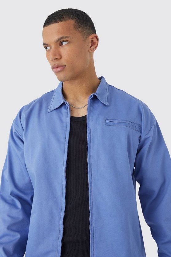 Tall kastiges Overshirt mit Kontrast-Naht und Reißverschluss