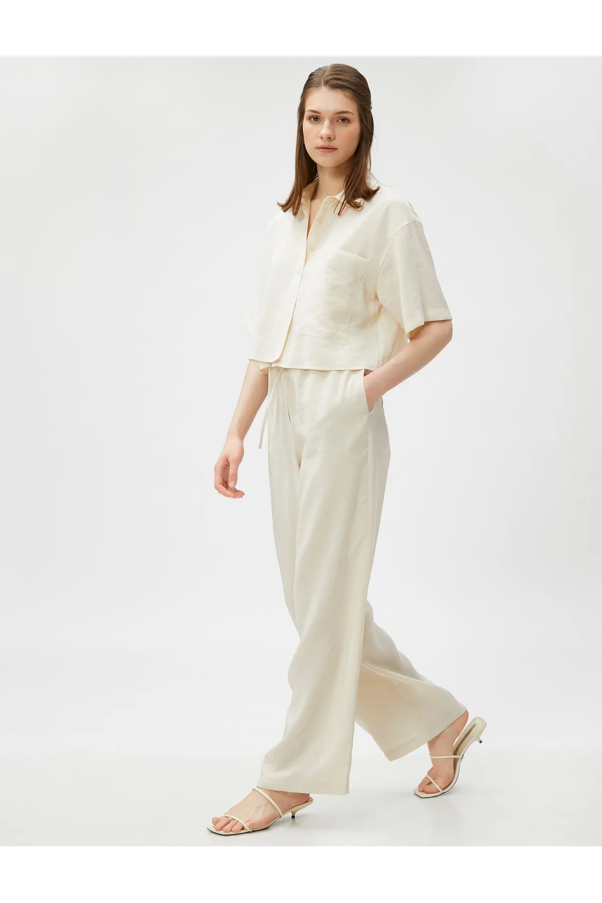 Koton  Modale, bequeme Hose mit Bindebund und Taschen