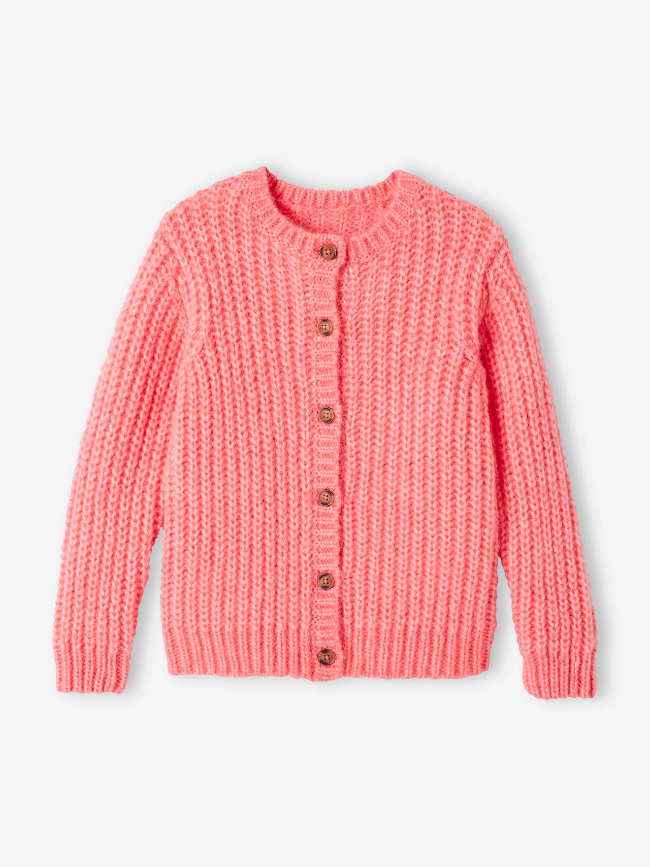 Gilet loose en maille mousseuse fille lilas