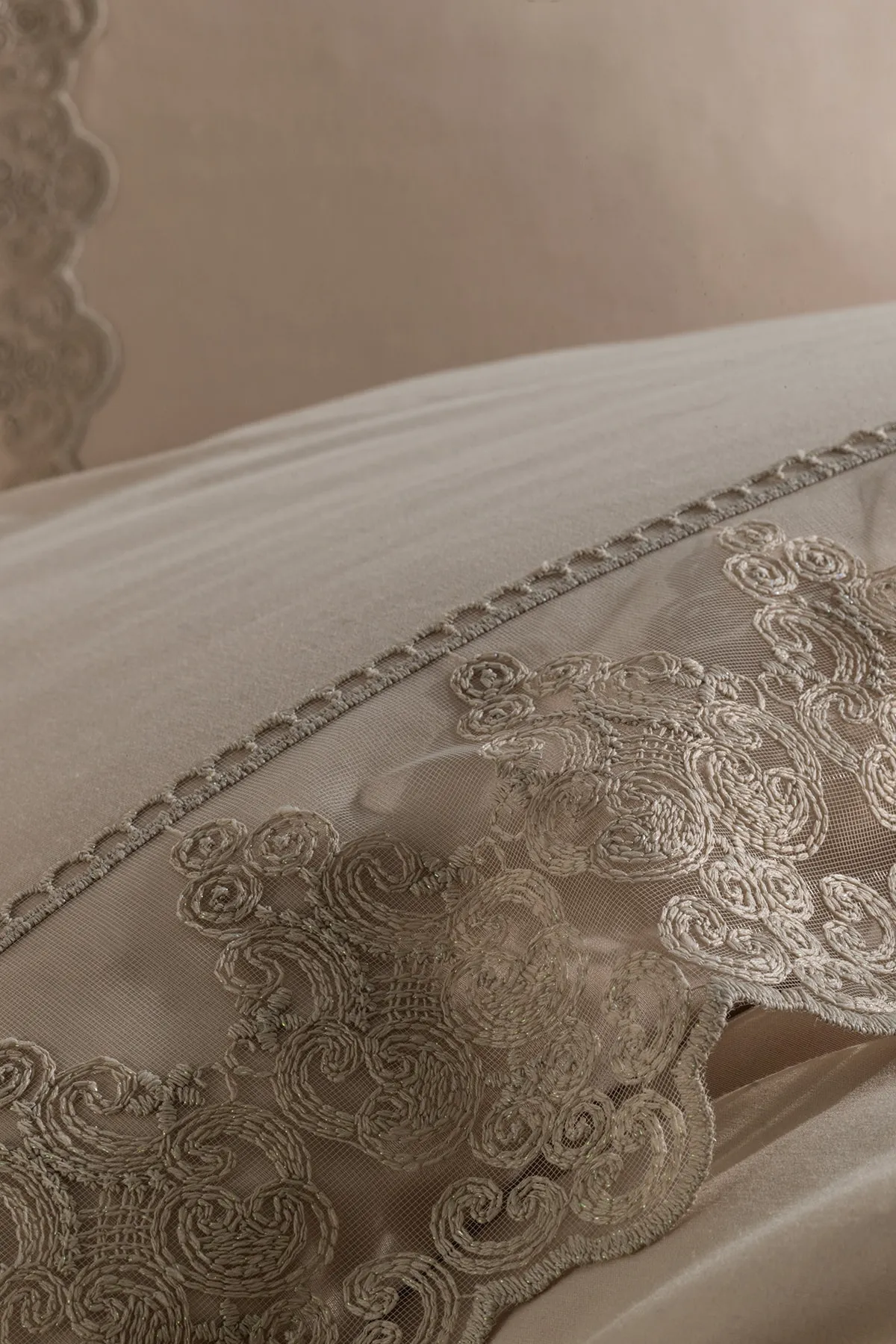 Çeyiz Diyarı  French Lace Legend Dowry Bettbezug-Set, Cappucino