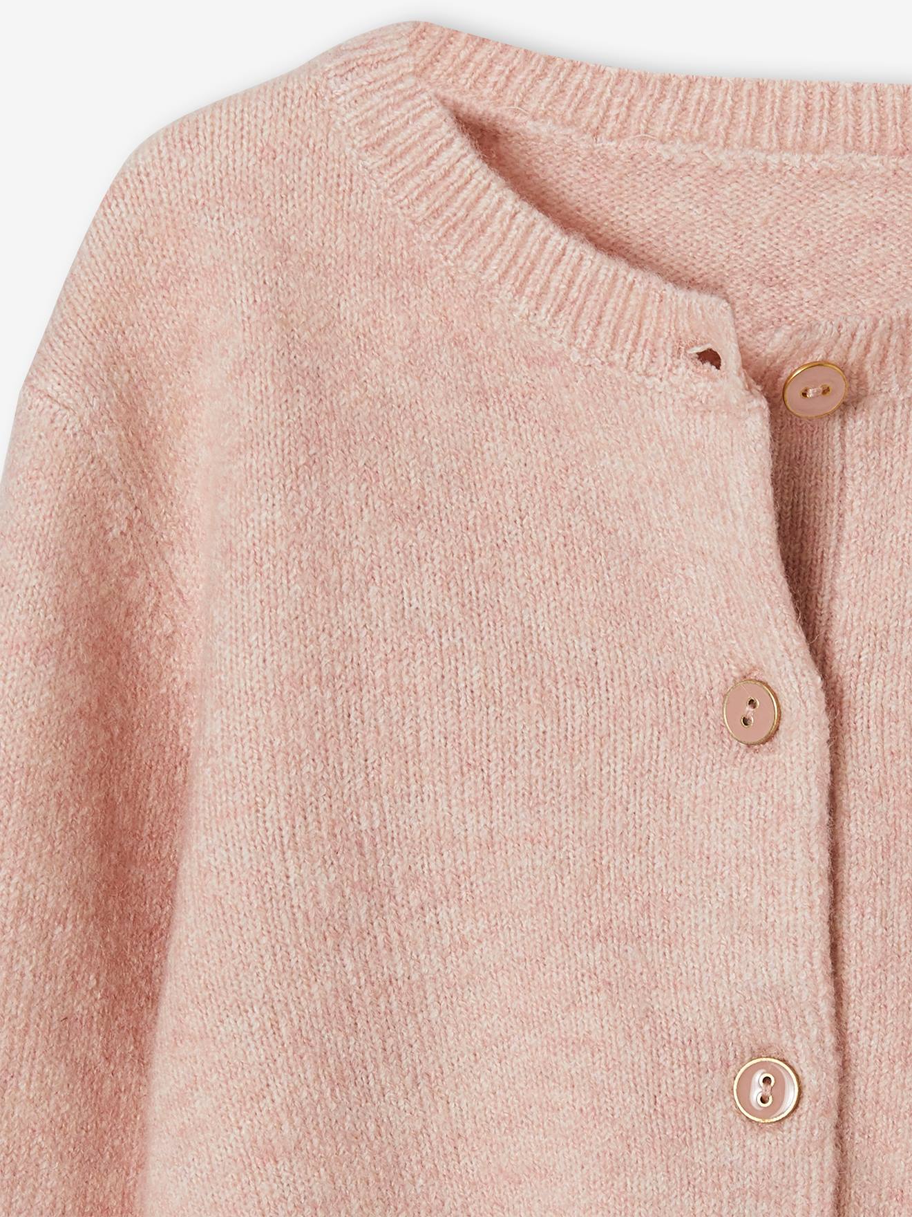 Gilet boléro fille rose poudré
