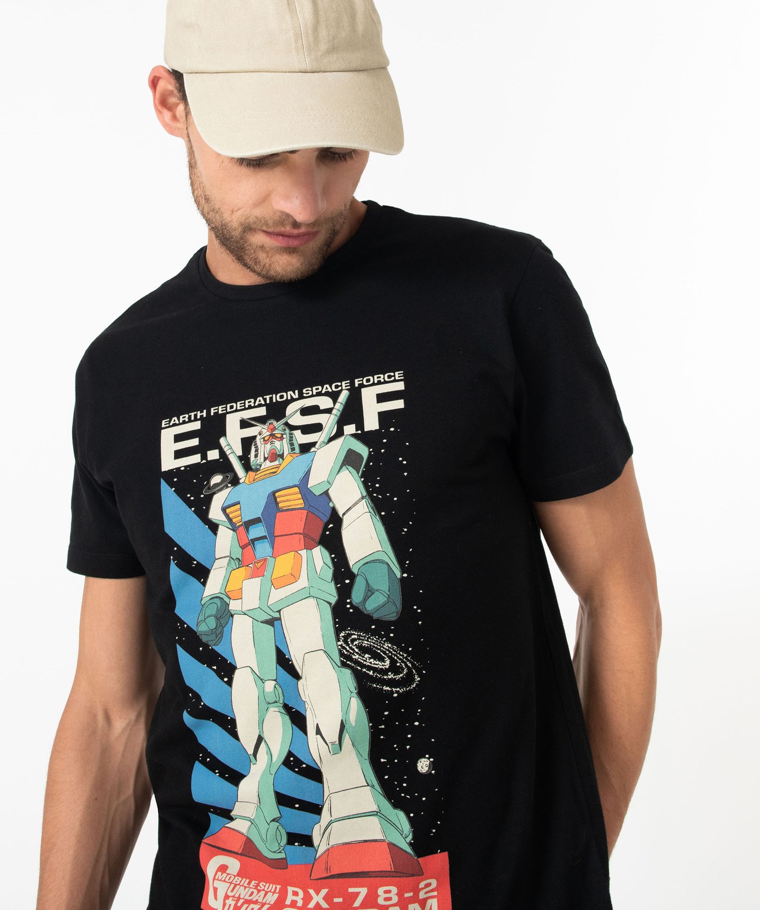 Tee-shirt manches courtes imprimé RX-78-2 Gundam homme - Mo... noir | GEMO