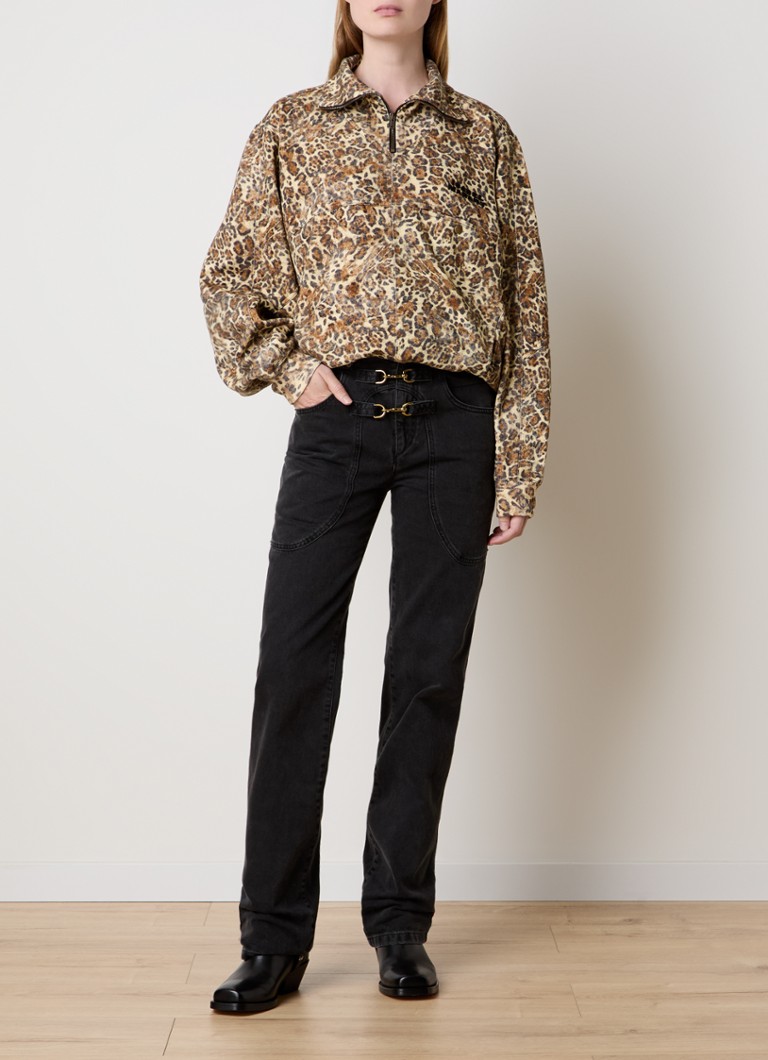 Maglione Isabel Marant Wilda con stampa leopardata e mezza zip