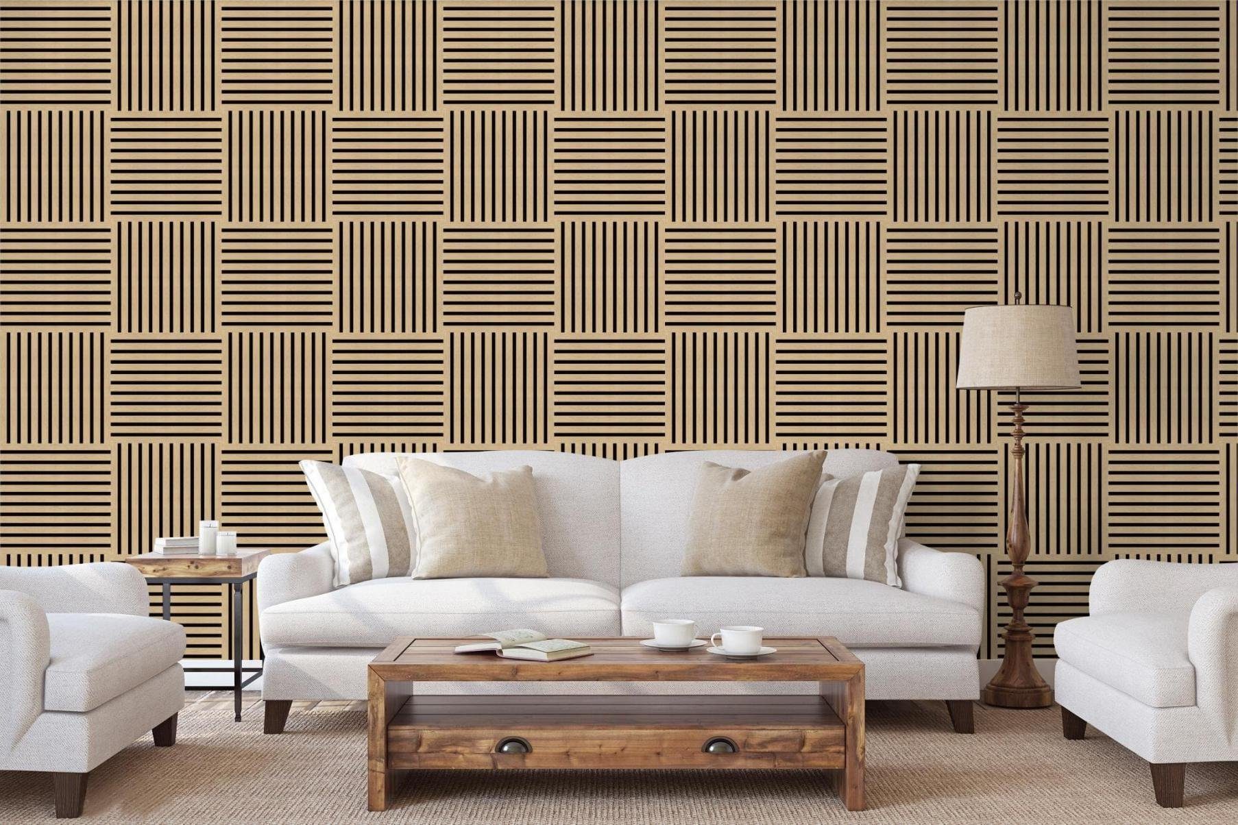 Endorphin Dekorpaneele 3 Stück Akustikpaneele quadratisch 58x58x2,1cm Holzfunier Eiche grau, 0.3364 qm
