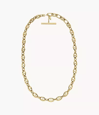 Fossil Ankerkette Heritage D-Link Edelstahl goldfarben