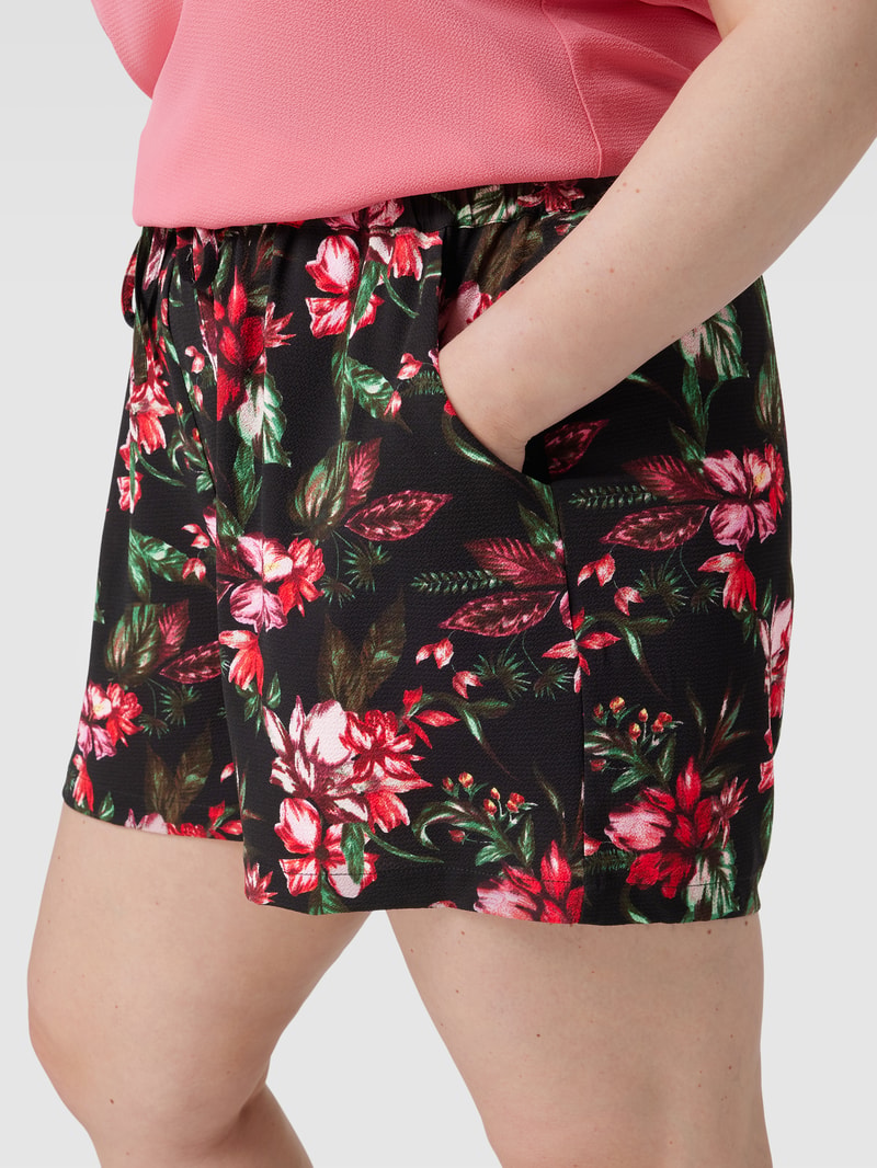 PLUS SIZE Shorts mit Allover-Muster Modell 'LUXFAB' in schwarz