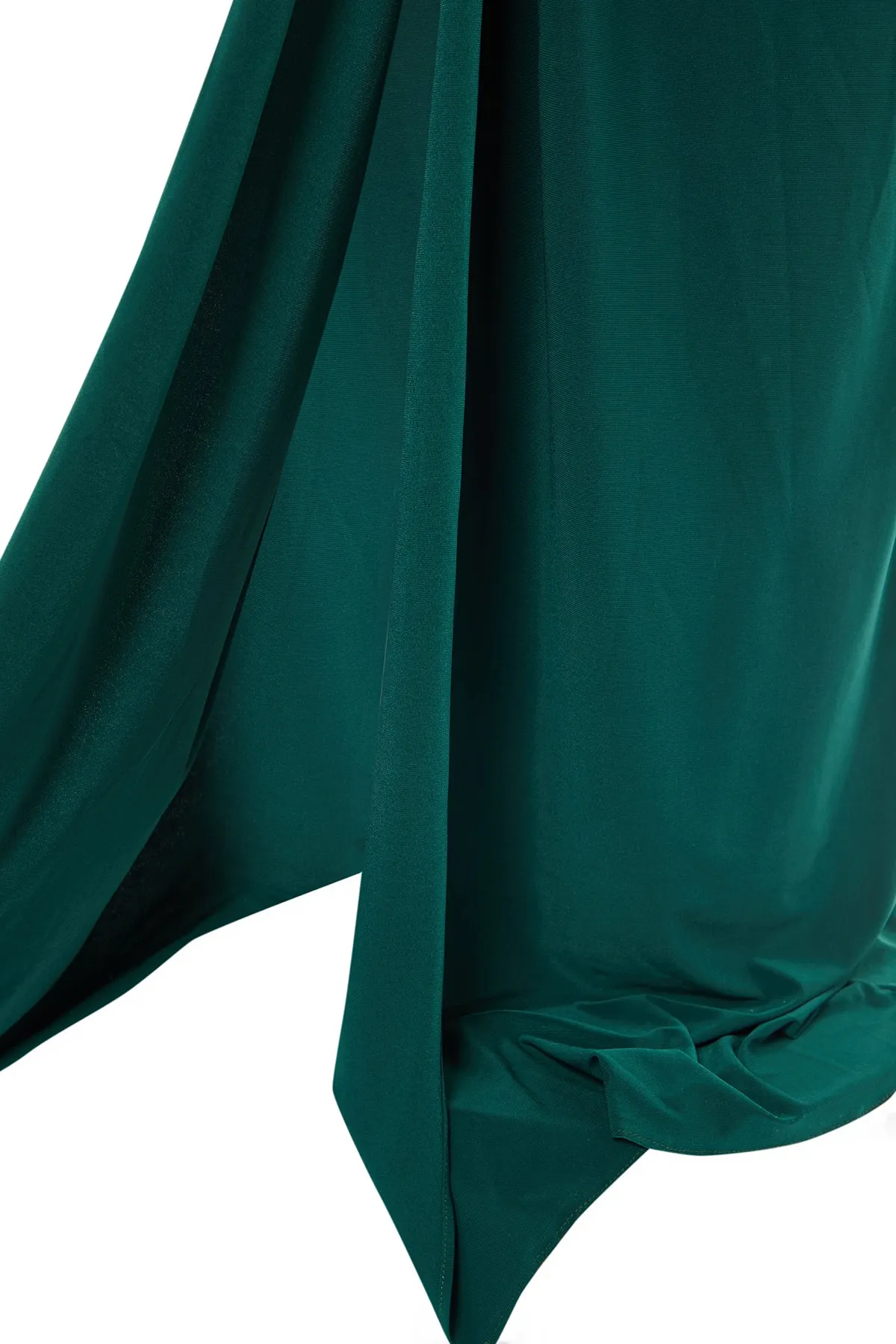 Trendyol Curve  Smaragdgrünes, gestricktes, drapiertes, detailliertes Abendkleid TBBSS22AD00000