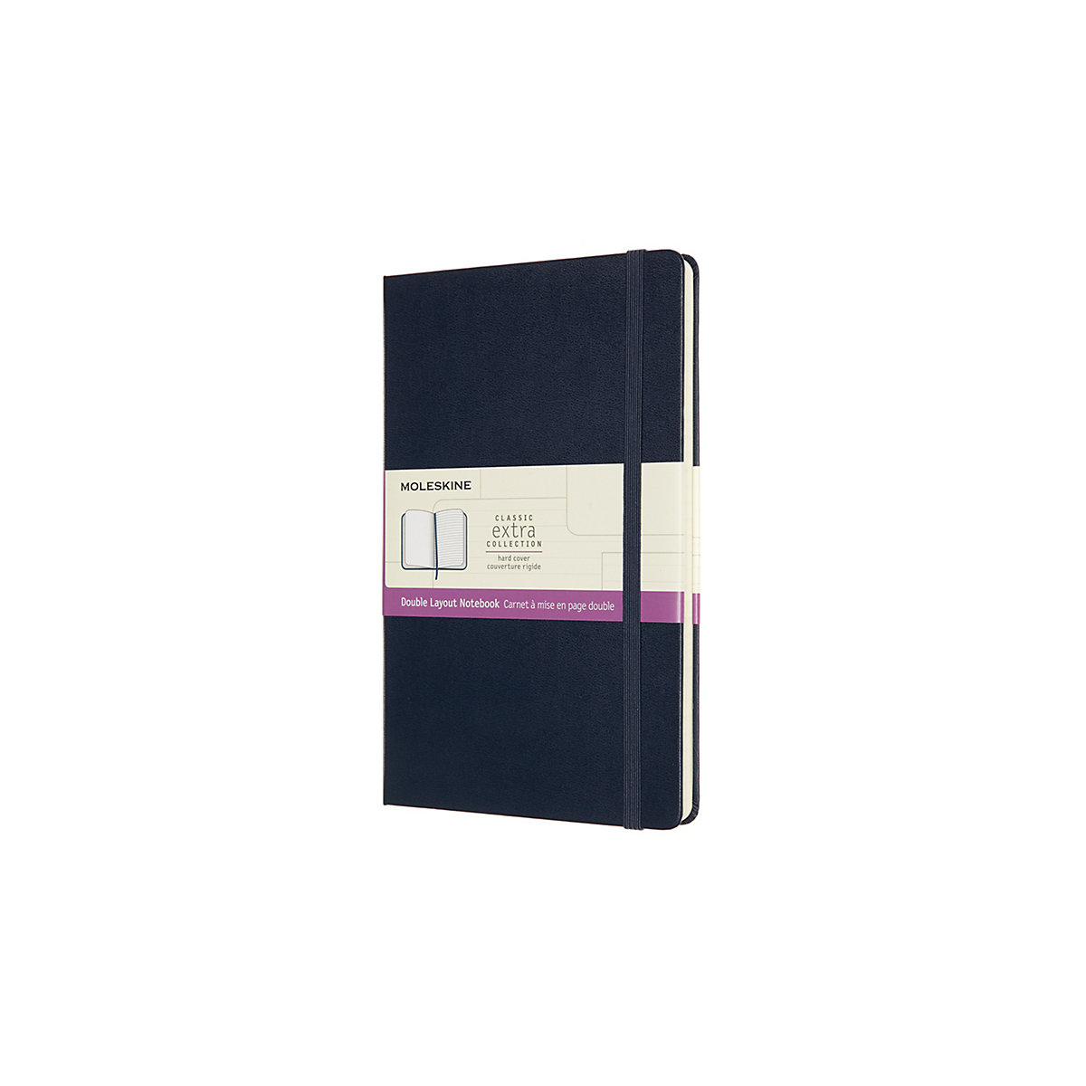 Moleskine Notizbuch - Doppelte Lineatur, Large/A5, Liniert-Blanko, Saphir