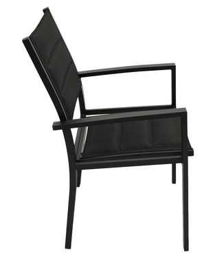 DEGAMO Gartensessel MADEIRA, Alu anthrazit + Kunstgewebe gepolstert schwarz, 2 STÜCK