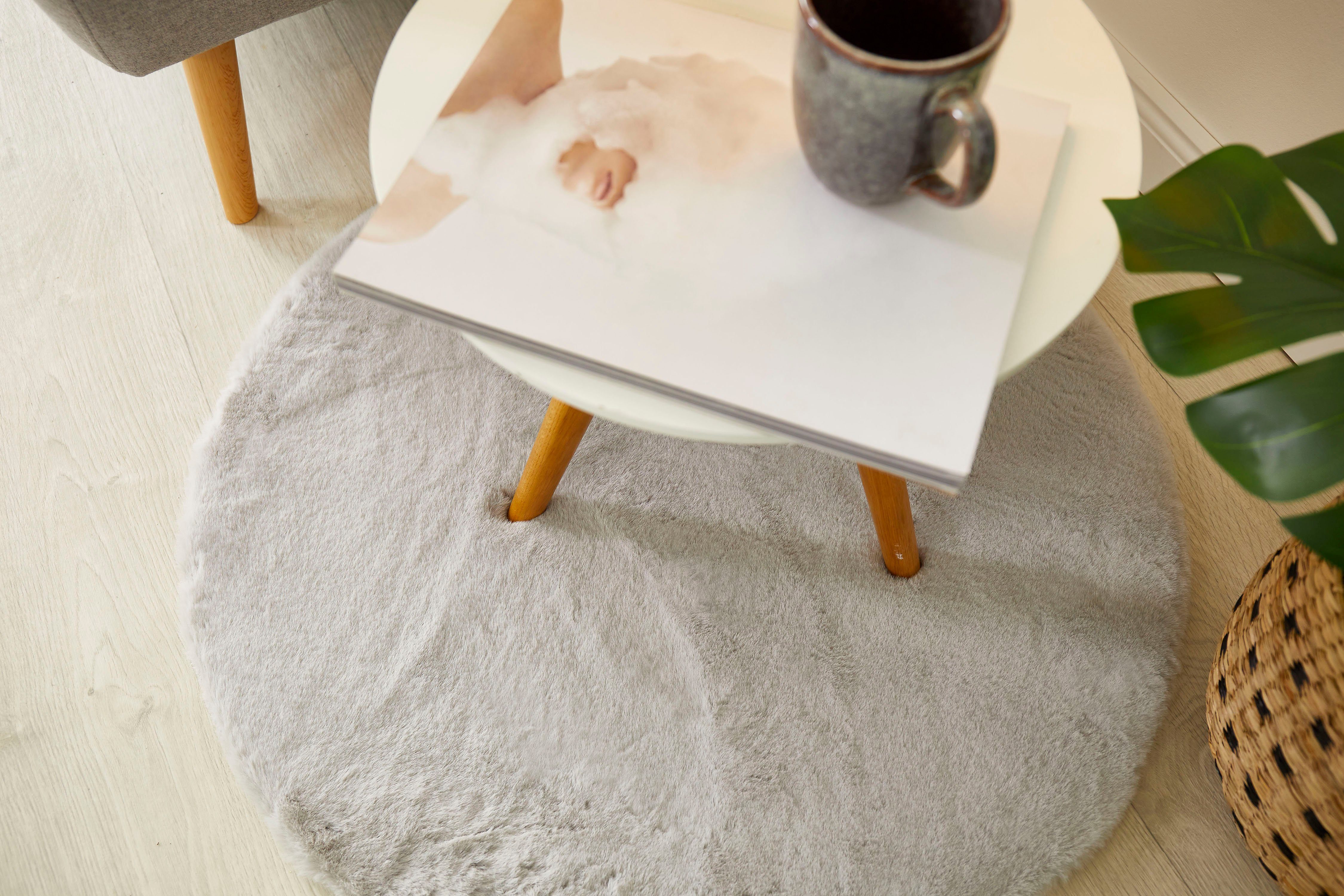 Fellteppich Novara, LUXOR living, rund, Höhe: 35 mm, Kunstfell, Kaninchenfell-Haptik, besonders weicher Hochflor