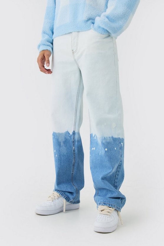Lockere gebleichte Jeans in Hellblau