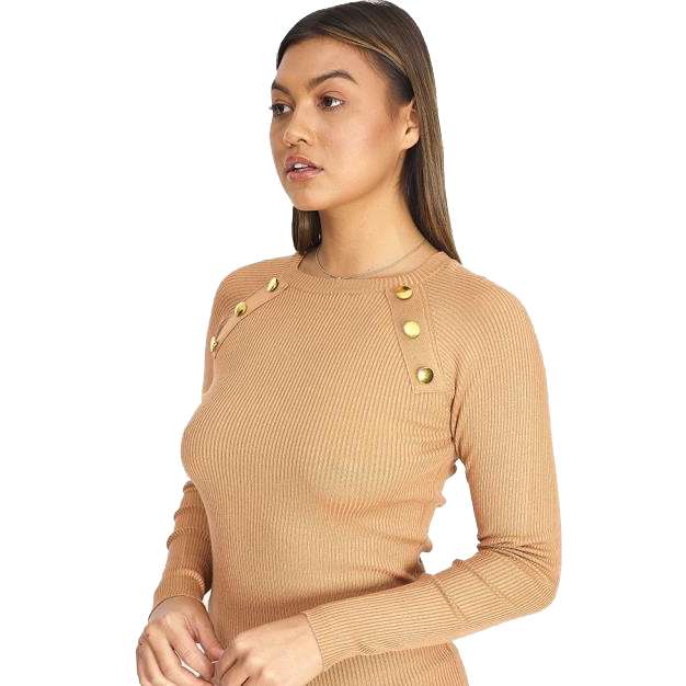 BRAVE SOUL Damen geripptes Strick Kleid LKD-364DANNYA