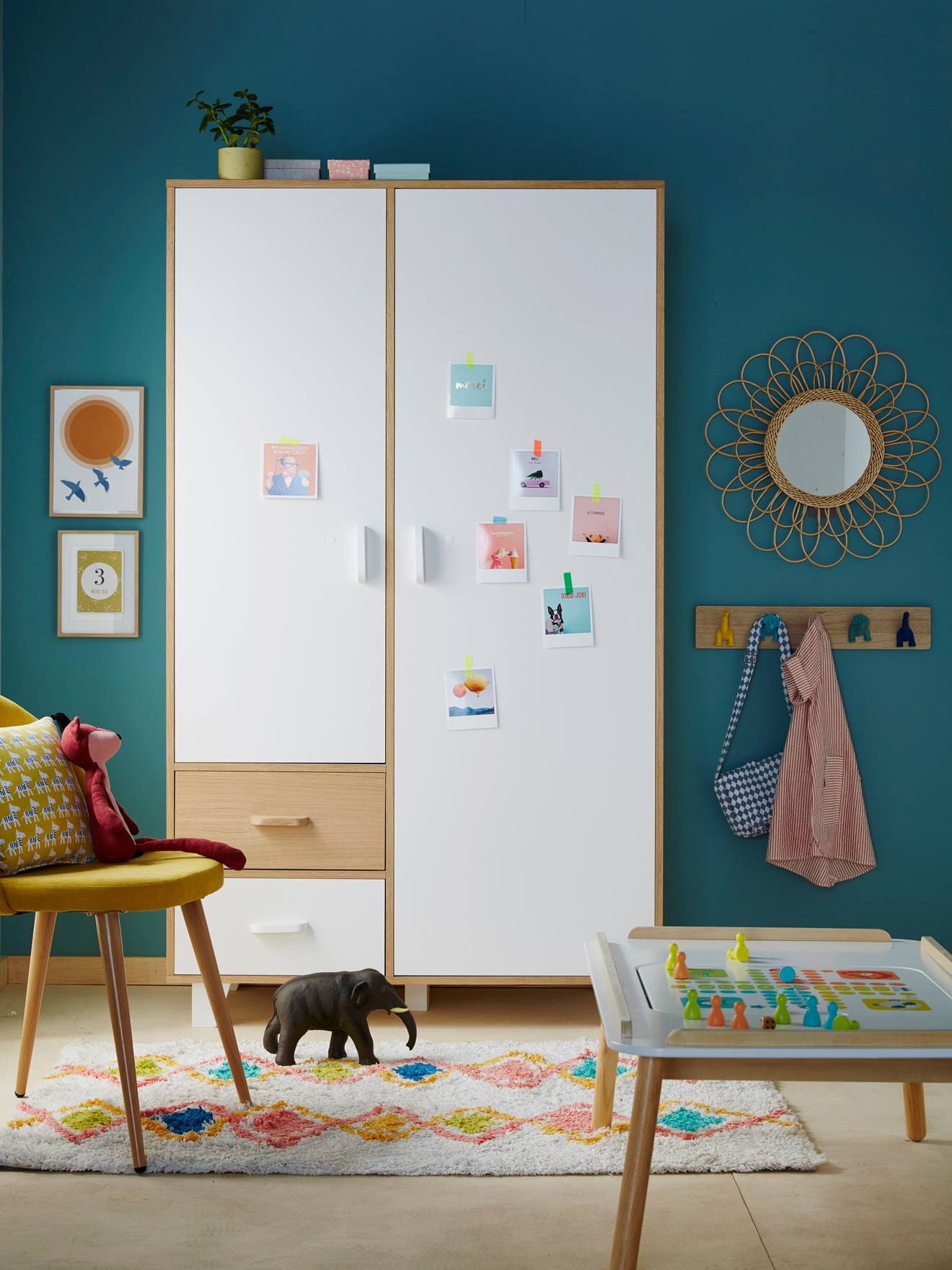Vertbaudet Kinderzimmer Spiegel, Bambus-Geflecht - hellbraun
