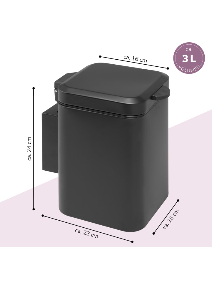 bremermann Wand-Kosmetikeimer 3 Liter schwarz günstig kaufen onesize