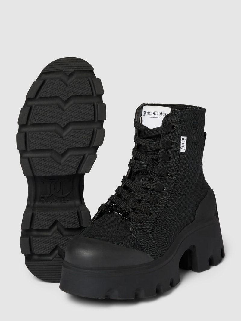 Schnürstiefel mit Label-Details in schwarz