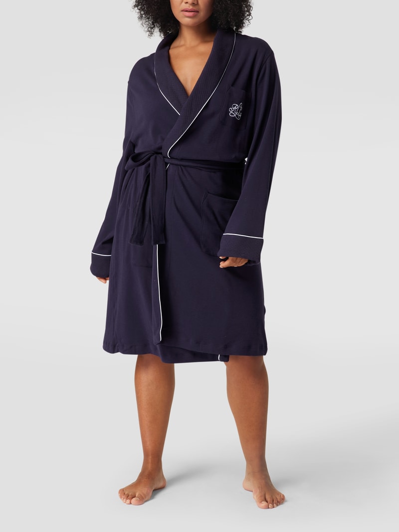 Bademantel mit Label-Stitching in marineblau