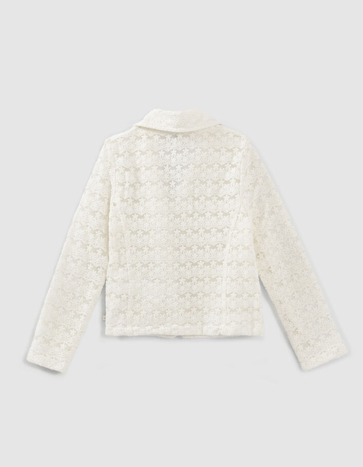 Veste blanc cassé esprit motard en dentelle fille