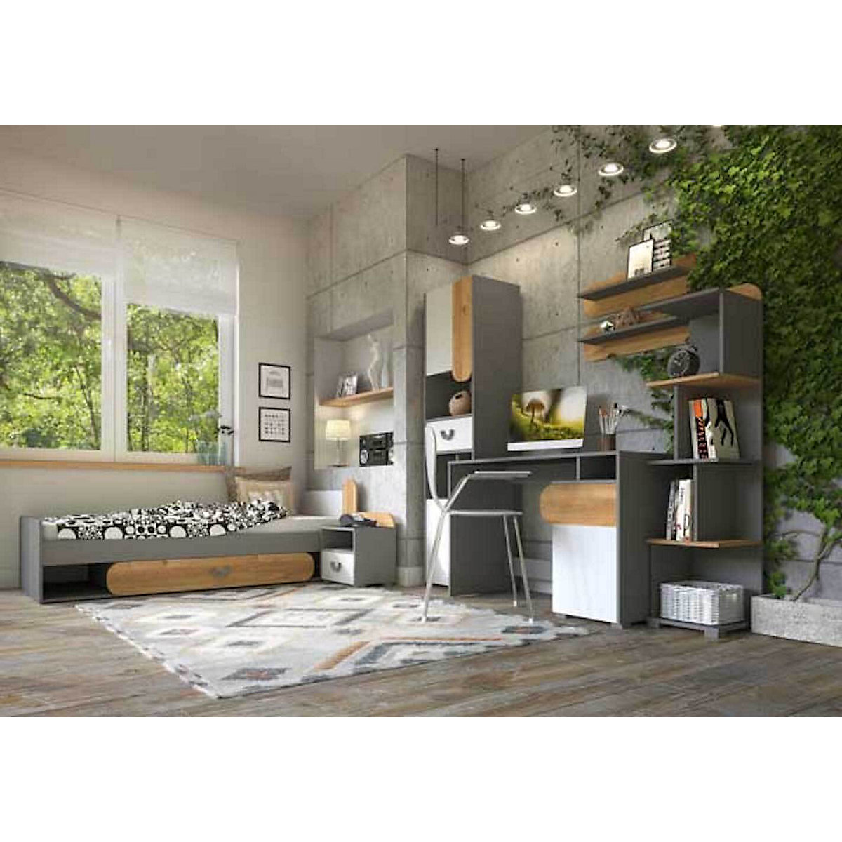 Jugendzimmer-Set komplett Carina 7-teilig 80x195cm mit 3 Schubladen