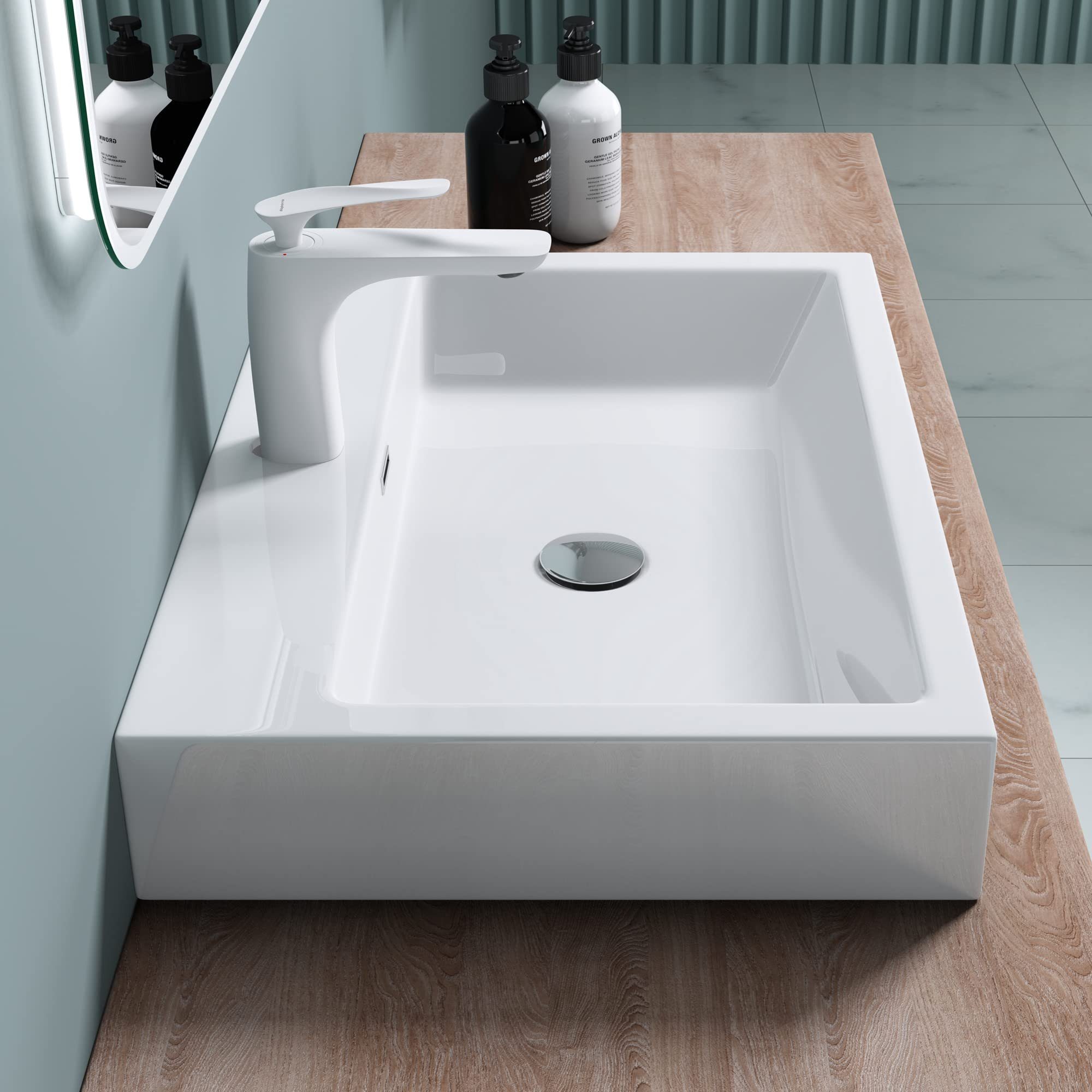 doporro Aufsatzwaschbecken doporro Design Waschbecken Col06 Gussmarmor Aufsatzwaschbecken, antibakteriell und leicht zu reinigen, umweltfreundliches Material