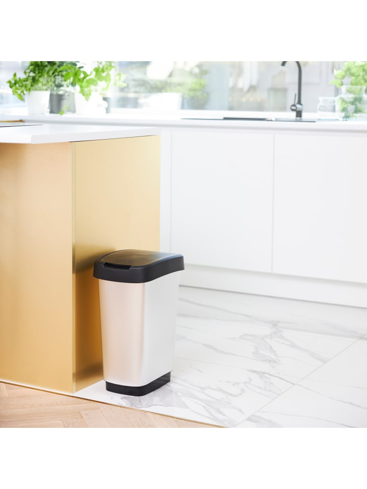 Rotho Twist Mülleimer 25l mit Deckel, Kunststoff (PP) in Silber metallic günstig kaufen onesize