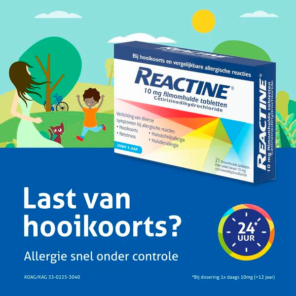 Reactine Cetirizine 10mg filmbevonatú szénanátha tabletta gyógyszer - 21 darab