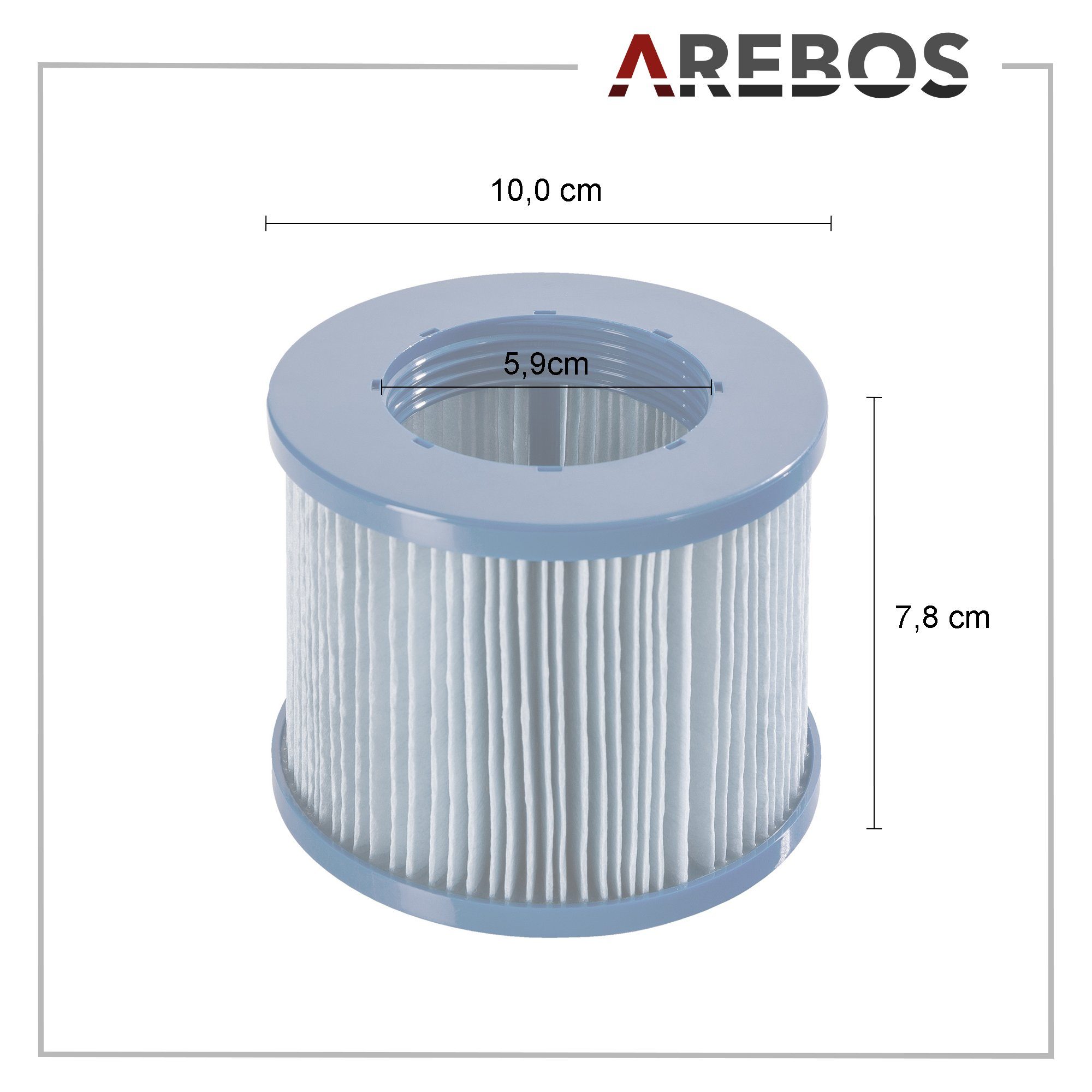 Arebos Pool-Filterkartusche Poolfilter, 6X Filterkartuschen Spa Whirlpools, Zubehör für Whirlpools