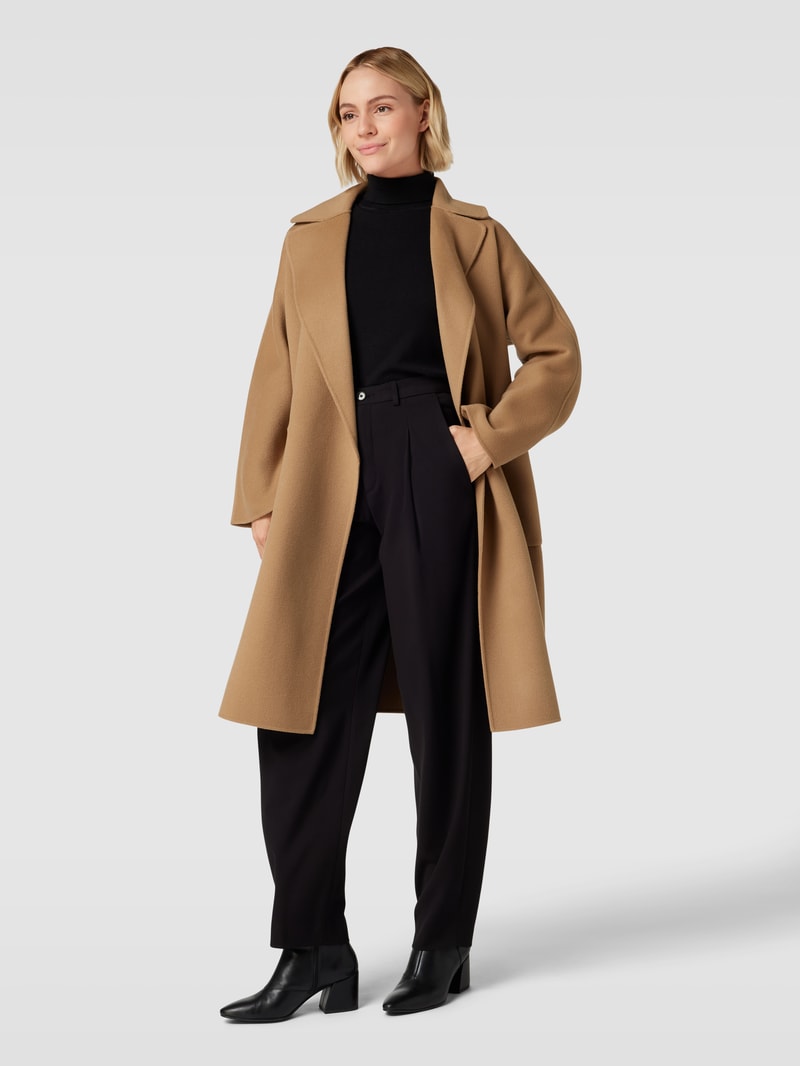 Mantel aus Wolle mit Bindegürtel Modell 'ROVO' in camel