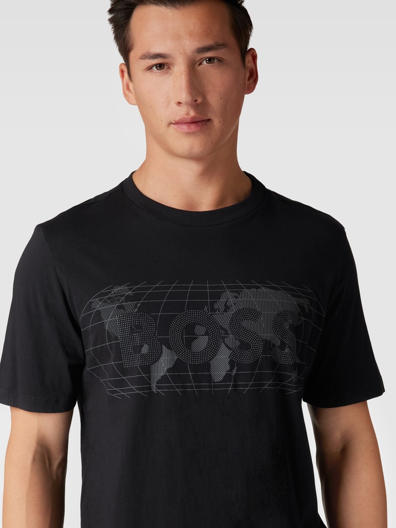 T-Shirt mit Zierperlenbesatz Modell 'Diamond' in schwarz