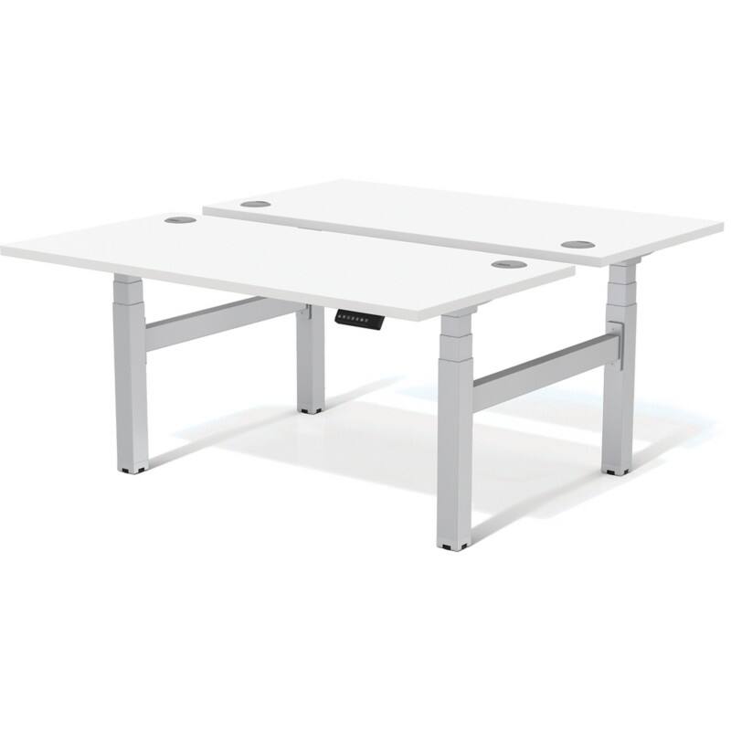 Fellowes Cambio Elektrisch Höhenverstellbar Sitz-Stehschreibtisch Rechteckig Weiß T-Fuß 1.699 (B) x 1.470 (T) x 1.305 (H) mm MFC (Melaminbeschichtete Spanplatte), PVC (Polyvinylchlorid), Stahl