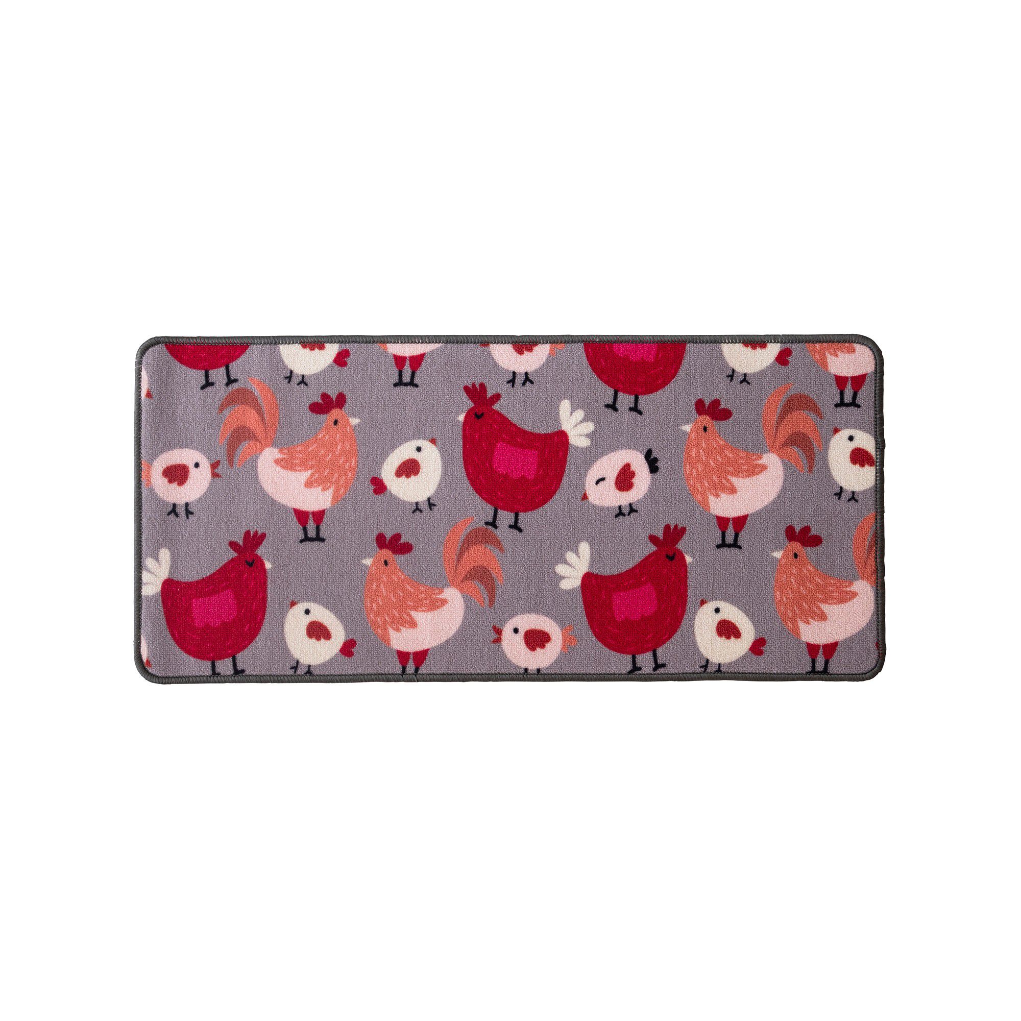 Tapis cuisine motif poules