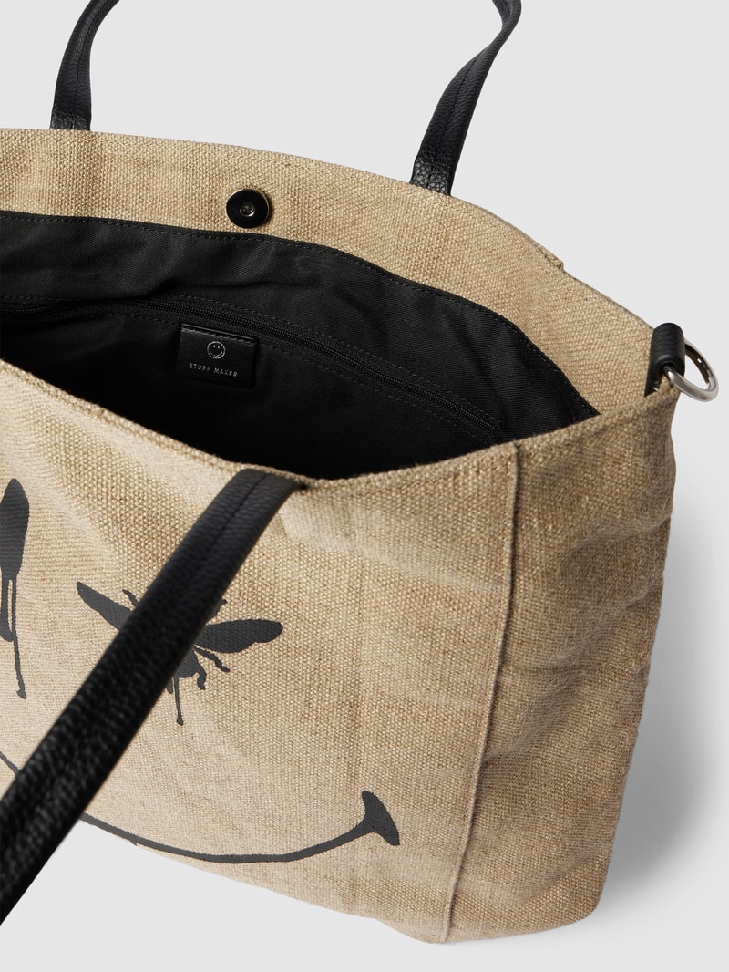 Shopper mit Motiv-Print in sand