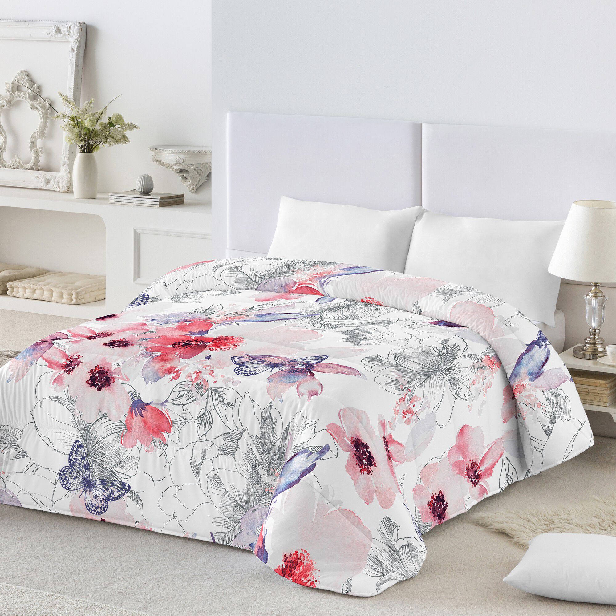 Couette coton imprimé Fleurs 400g/m²