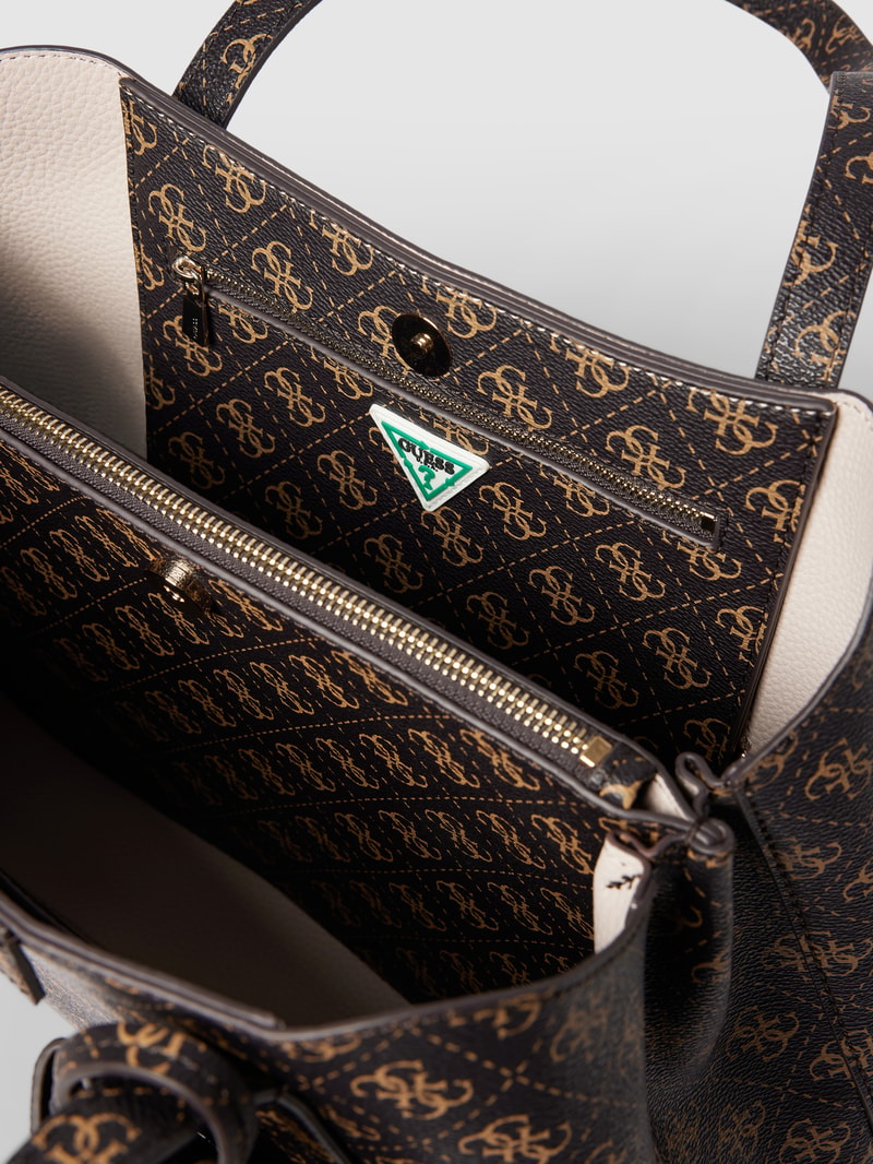 Handtasche mit Label-Print Modell 'BRENTON' in dunkelbraun