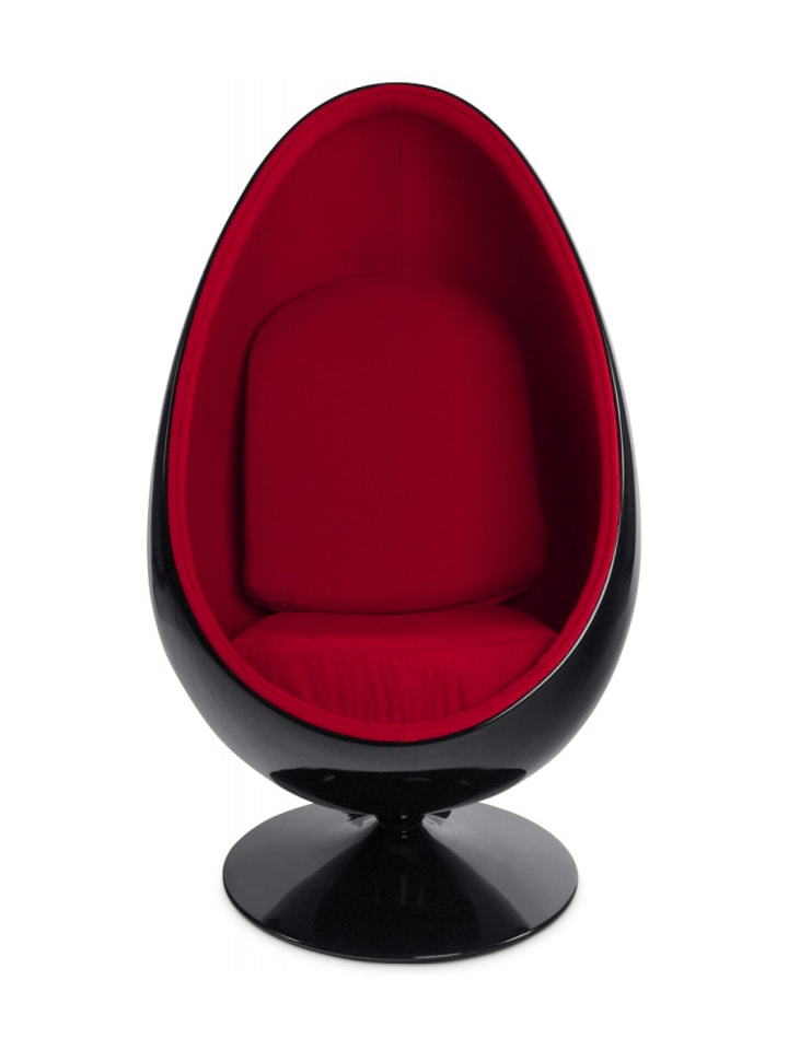 KADIMA DESIGN Designer Eiersessel für Wohnzimmer aus Fiberglas und Textilien in Schwarz-Rot günstig kaufen onesize