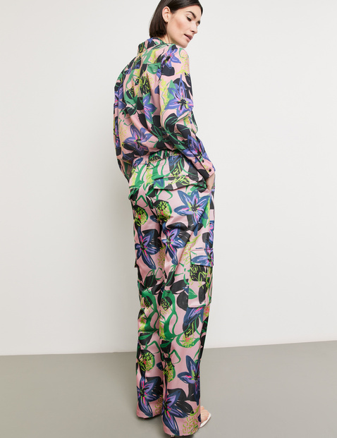 Cargohose mit floralem Dessin
