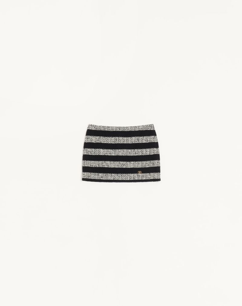 Minissaia em tweed com listras maxi