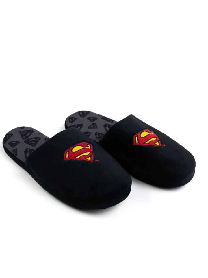 Superman DC Comics Superman Hausschuhe Puschen Schlappen Slipper Pantoffeln in schwarz günstig kaufen