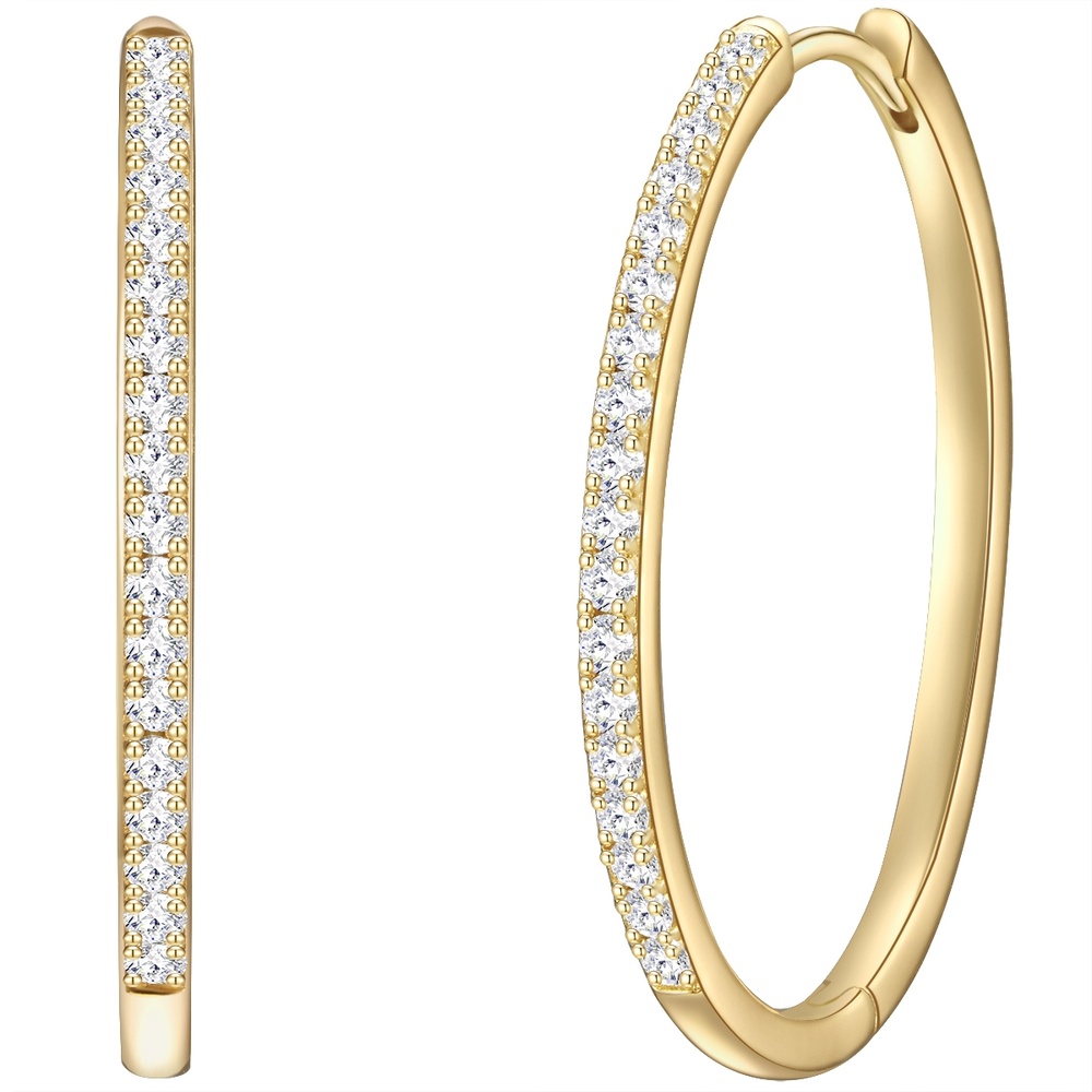 Glanzstücke München Créoles en argent Argent sterling Oxyde de zirconium (CZ) en Or jaune Boucles d'oreilles