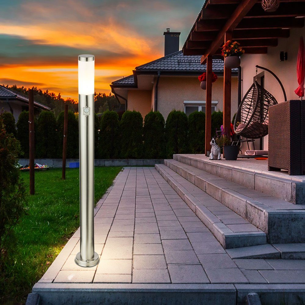 etc-shop Sockelleuchten, Leuchtmittel nicht inklusive, 3x Außen Steh Lampen Edelstahl Terrassen Strahler Park Leuchten