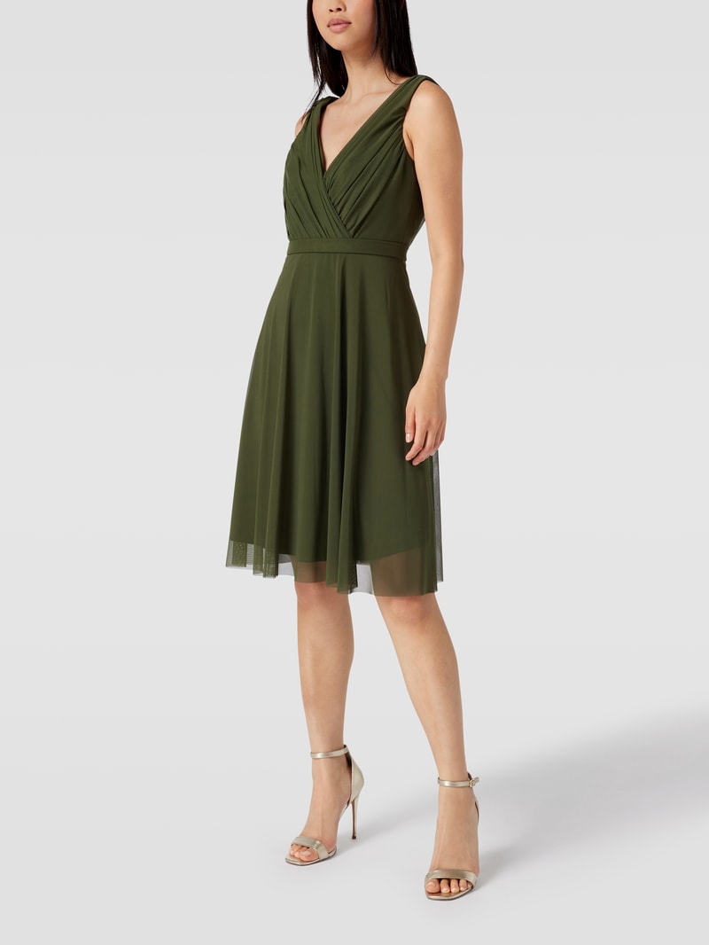 Cocktailkleid in Wickel-Optik in olivgrün