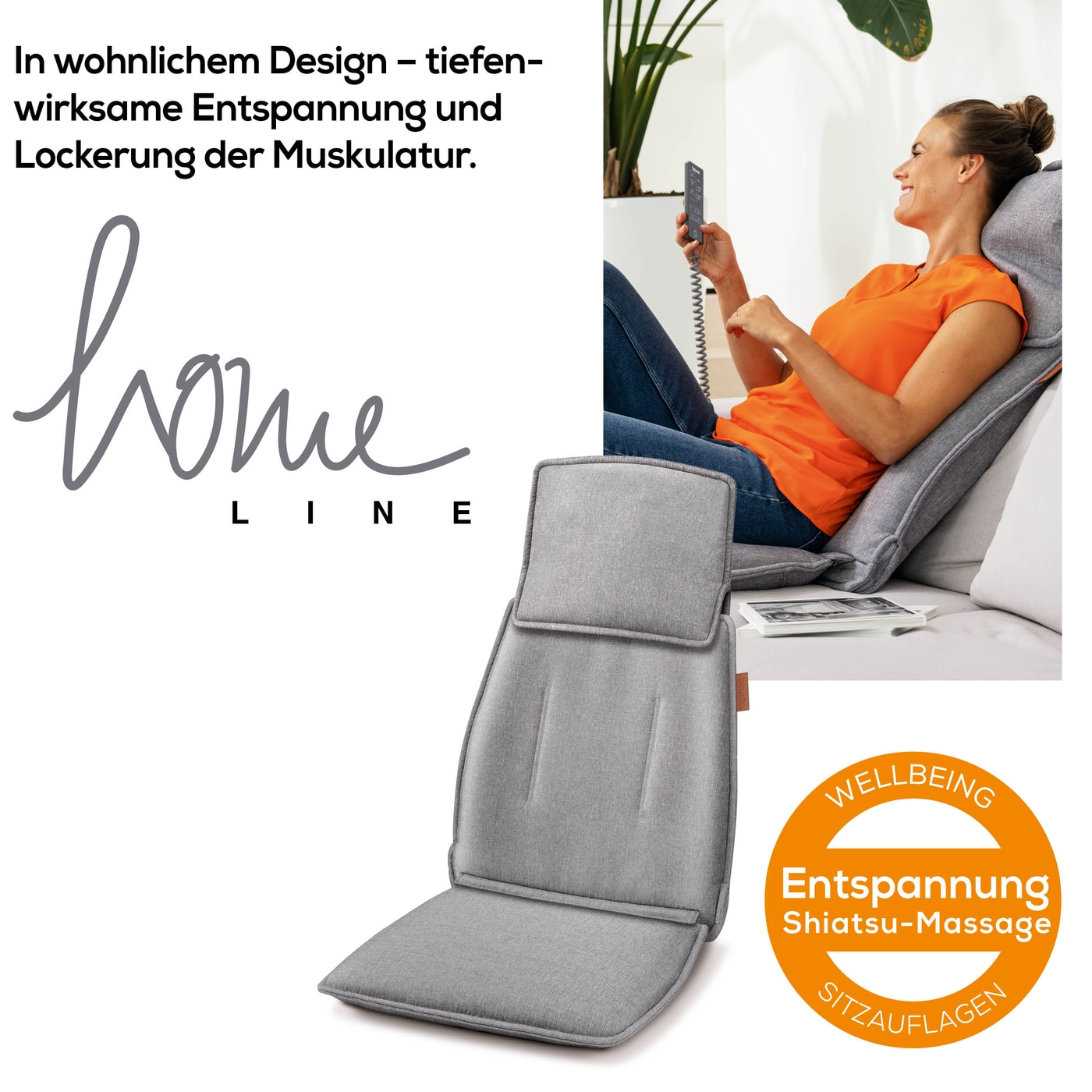 MG 330 Grey Shiatsu-Massagesitzauflage-Stylische Massagesitzauflage mit 3 Massagebereichen