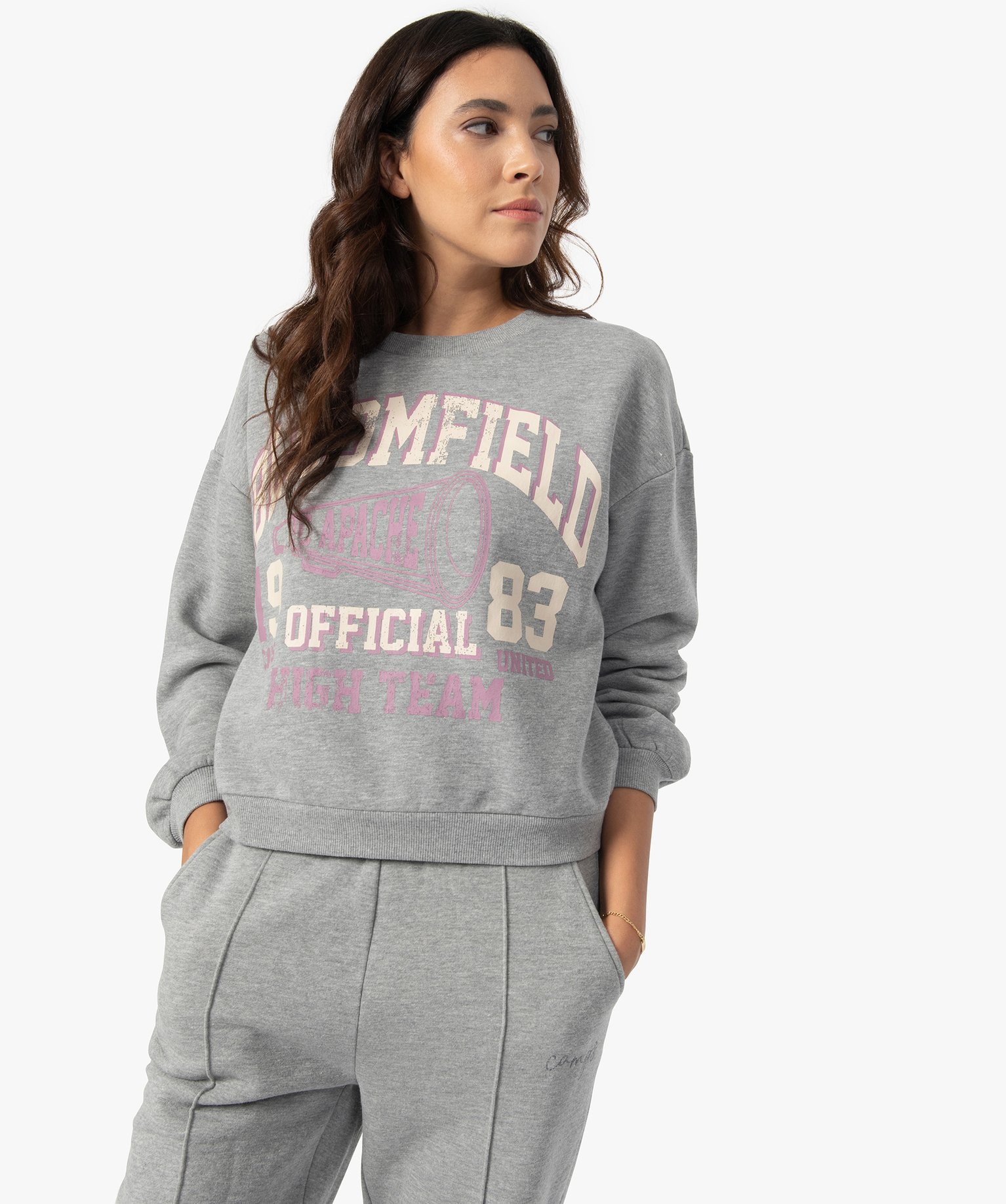 Sweat femme court avec motif XXL – Camps United | GEMO