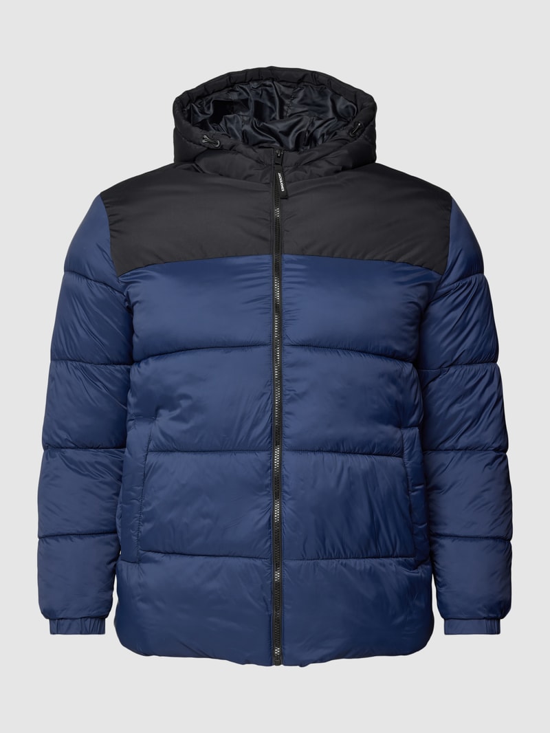 PLUS SIZE Steppjacke mit Kapuze Modell 'TOBY' in dunkelblau