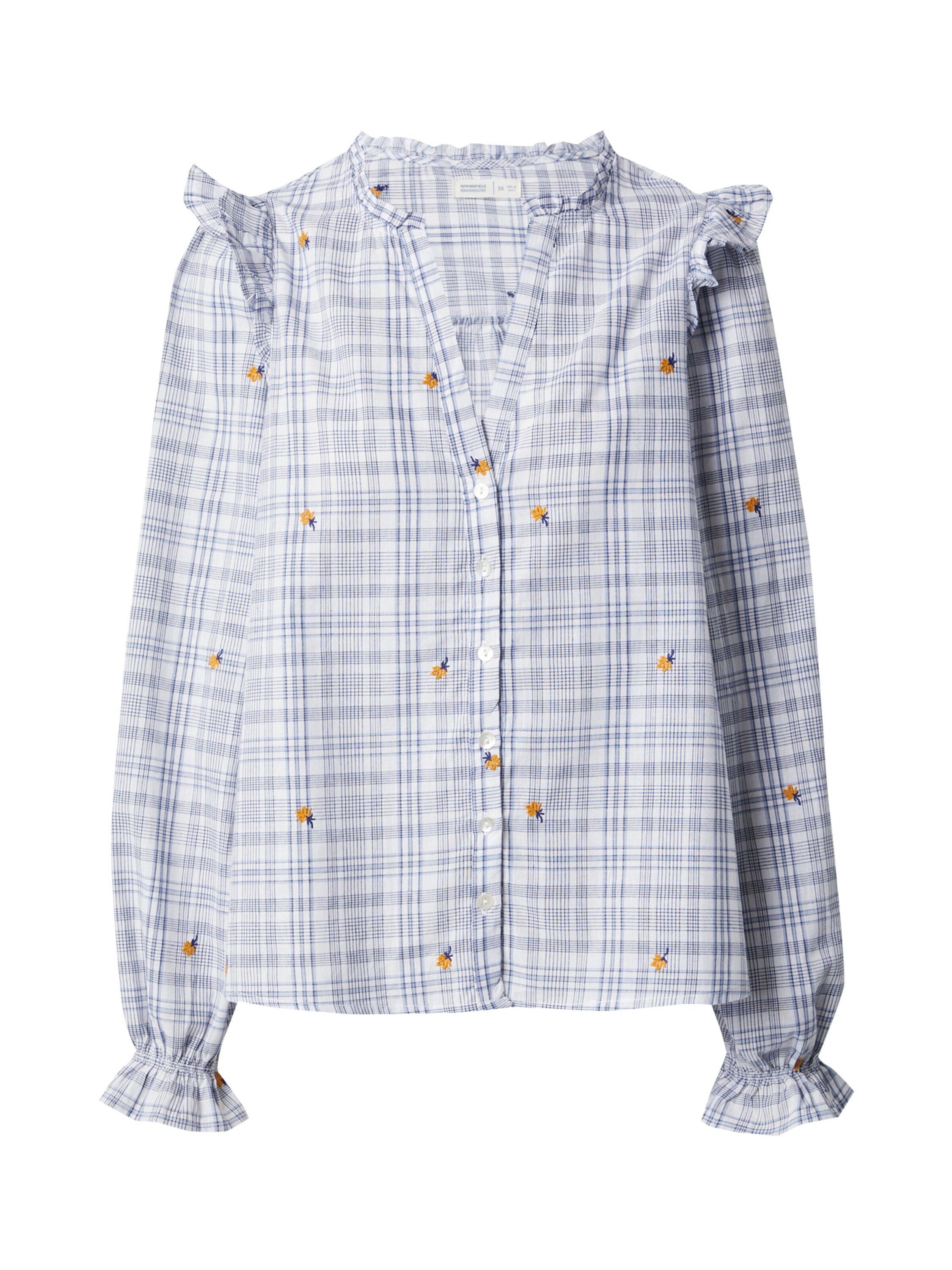 Springfield Funktionsbluse (1-tlg) Drapiert/gerafft, Rüschen, Stickerei