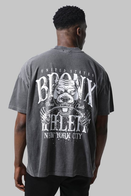 Man Active Oversize T-Shirt mit Bronx Barbell Print