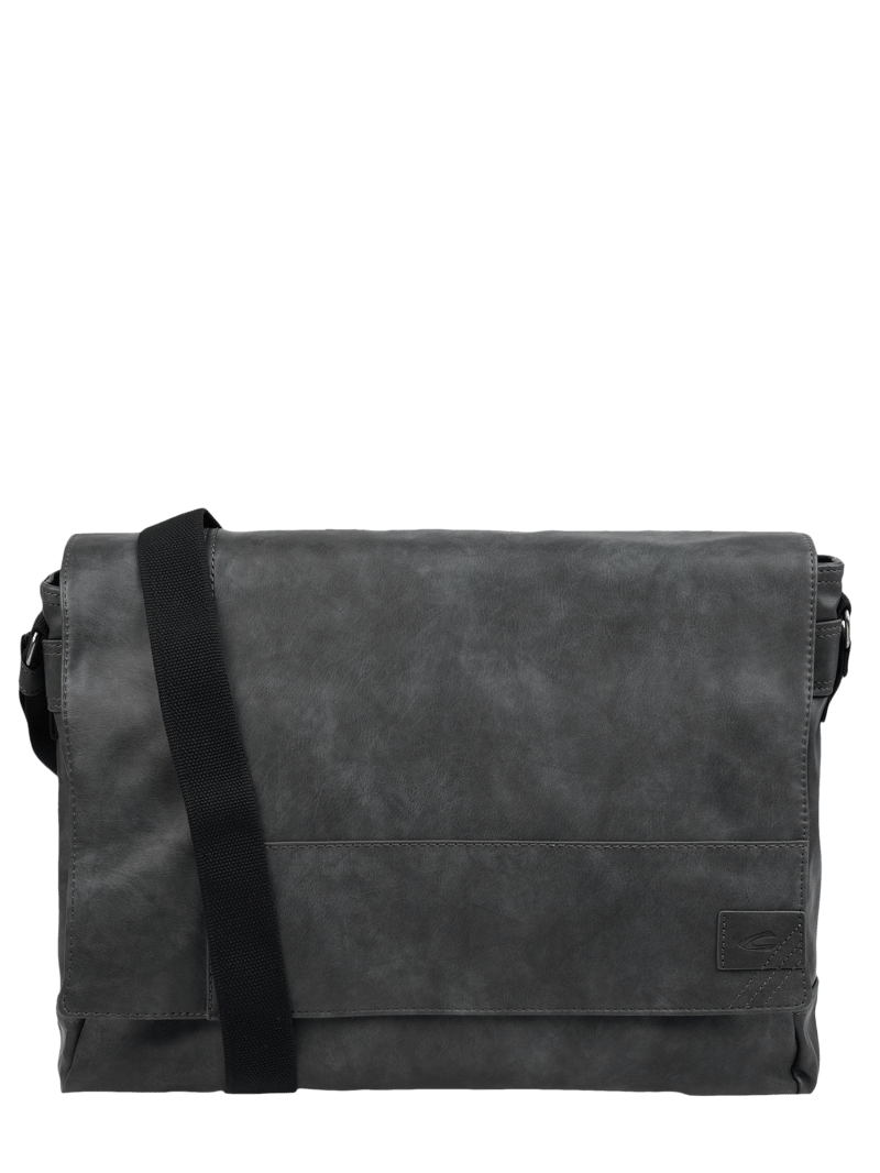 Messenger Bag in Leder-Optik in schwarz