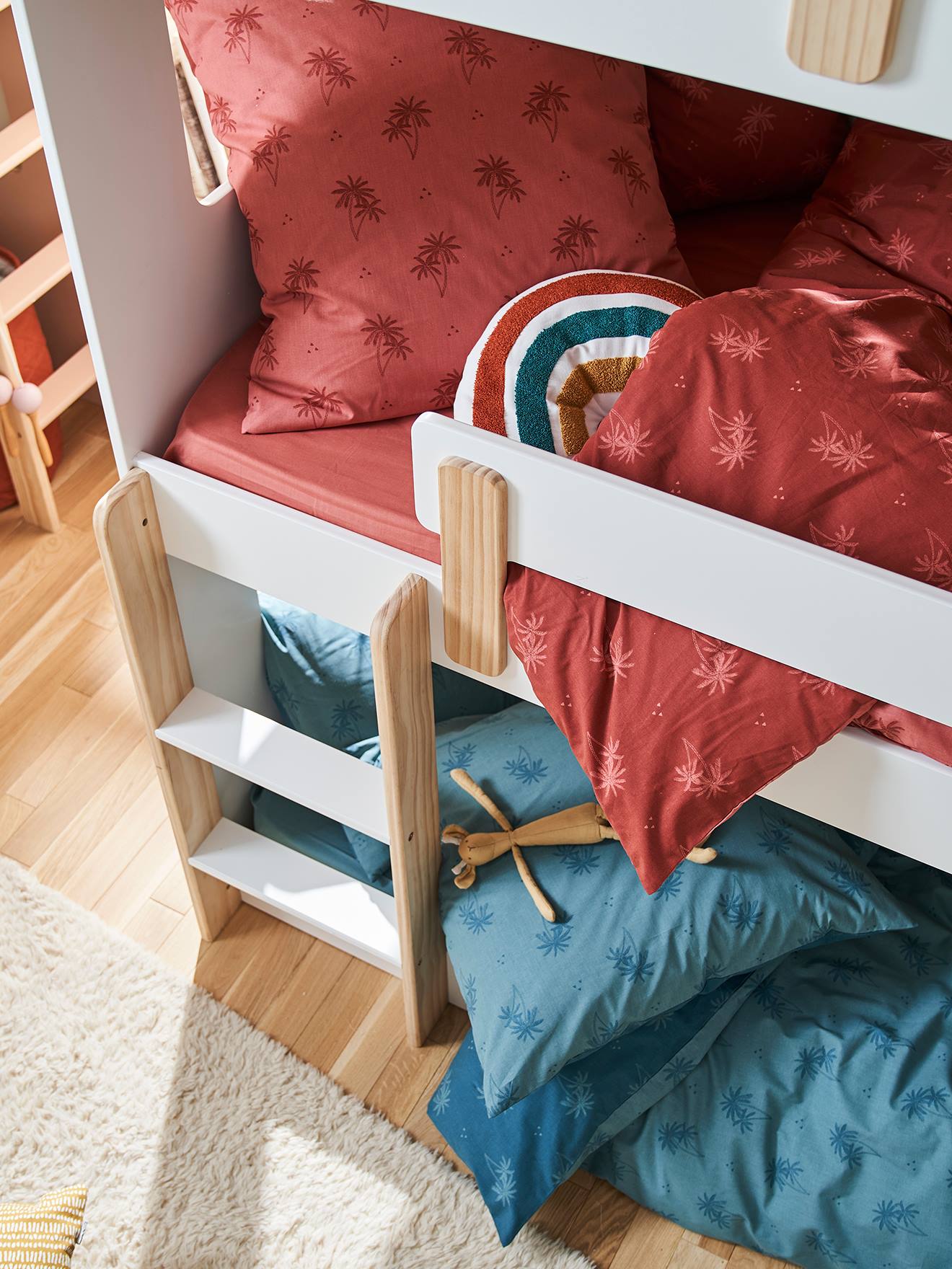 Parure housse de couette + taie d'oreiller enfant PALMIERS terracotta