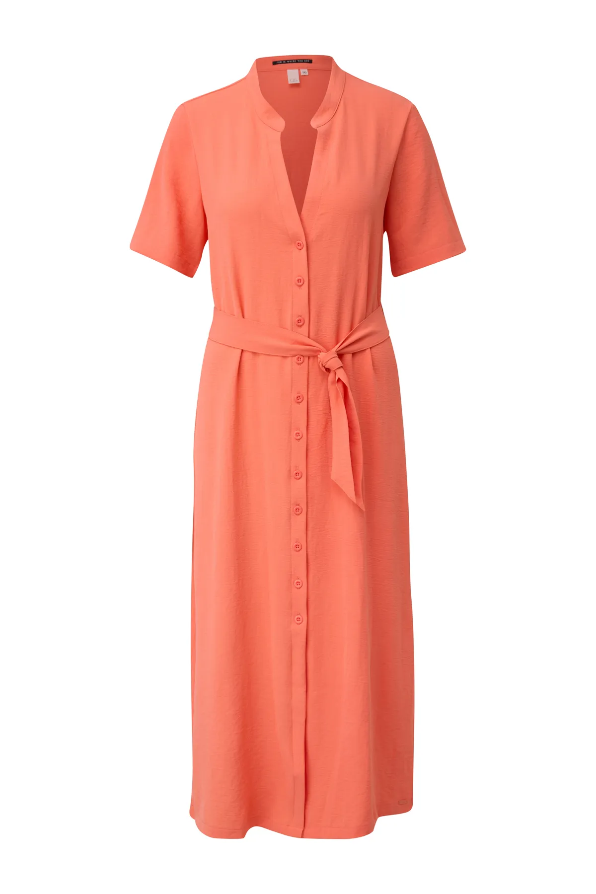 QS by s.Oliver  Kleid, Midi, kurze Ärmel, weite Ärmel, Rundhalsausschnitt