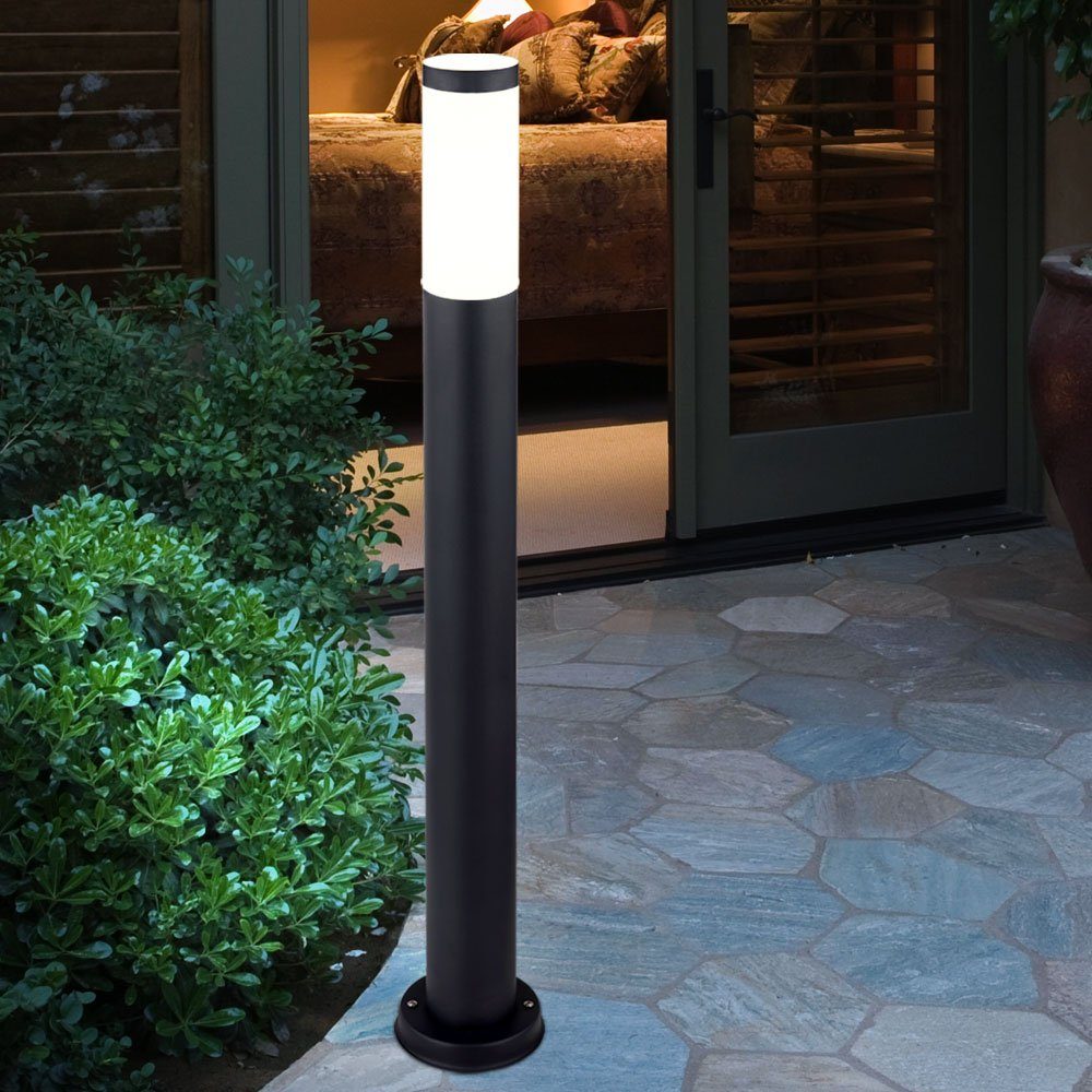 etc-shop Pollerleuchte, Leuchtmittel nicht inklusive, Außen Stehleuchte Edelstahl Säule anthrazit opal Garten